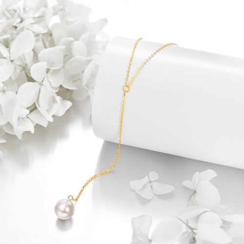 KECHO 14k Gold Pearl Necklace for Women, Freshwater Pearl Pendant Jewelry Wedding Anniversary Birthday Gifts for Her - style: D-Y Lariat Pearl Necklace