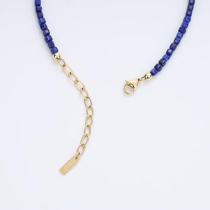 COAI Waterproof Anklet for Women, Square Crystal Beaded Anklet for Women, Red Carnelian/Turquoise/Lapis Lazuli - style: Lapis Lazuli