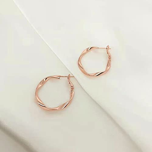 Rose/White/18k Gold Plated Hoop Earrings Lightweight Hoop Earrings For Women Loop Earrings 1in 2in - color: Rose Gold, size: 30mm