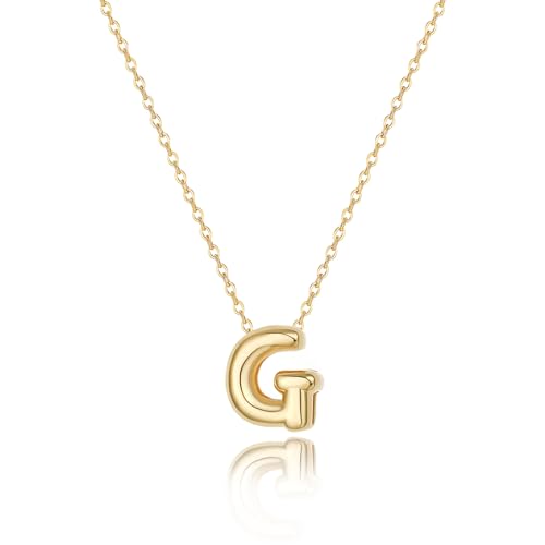 Initial Necklaces for Women Bubble Gold Silver Letter Necklace Dainty Personalized Charm Pendant Name Necklace Cute Non Tarnish Fashion Accessories Teen Gift Trendy Stuff Jewelry Gifts - color: Gold, style: G