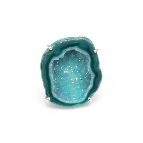 Geode Ring Set with Agate and Quartz Crystals,Stone Sizes 25-30mm - color: Green, style: 1