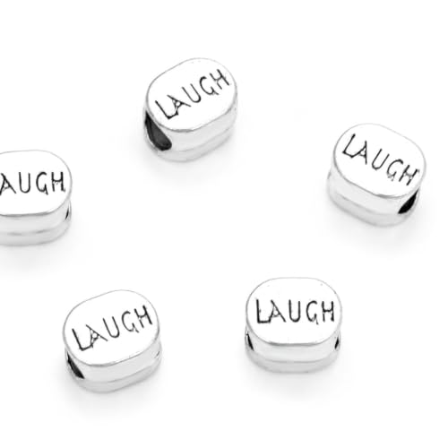 40pcs Laugh Large Hole Happiness Beads (4.5mm Hole) Antique Silver - size: Laugh Bead