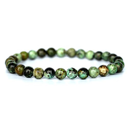 Angelstones Gemstones 6mm Round Beads Healing Crystal Bracelet for women | Natural Gemstone, Handmade Gifts for Women, Healing Crystal Round Beaded Stretch Bracelets, Unisex Jewelry for Women and Men - color: African Turquoise