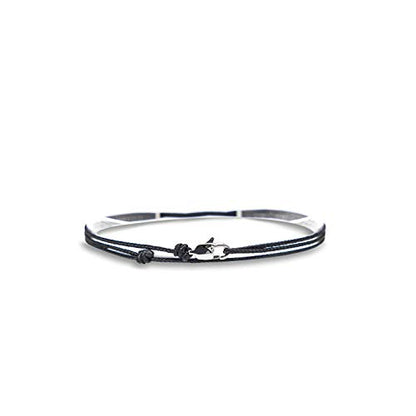 Made by Nami Surfer Anklet with Snap Hook Clasp Waterproof & Adjustable Thin String Ankle Bracelets for Women and Men Handmade Jewelry for Beach and Music Festival Accessories - color: Black Silver
