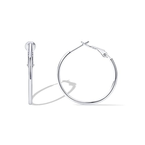 PAVOI Gold Hoop Earrings for Women, 14K Gold Plated Paddle-Back Hoops | Large Hoop Earrings, Lightweight Hoops, Gold Hoops, 925 Sterling Silver Posts - style: 30 Millimeters
