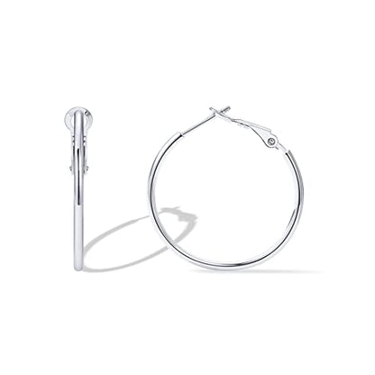 PAVOI Gold Hoop Earrings for Women, 14K Gold Plated Paddle-Back Hoops | Large Hoop Earrings, Lightweight Hoops, Gold Hoops, 925 Sterling Silver Posts - style: 30 Millimeters