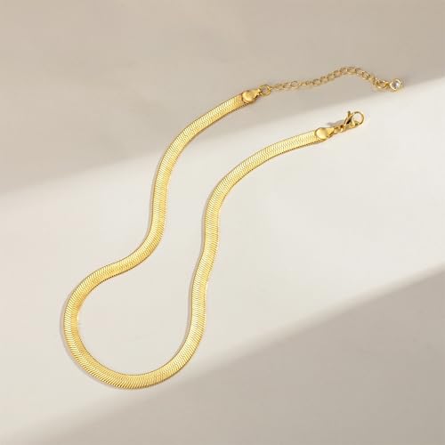 Gold Necklace for Women Chunky 14K Gold Plated Chain Necklace | Chunky Gold Necklace,Simple Paperclip Chain, Statement Choker Necklace,Non Tarnish,Trendy Jewelry,Gifts for Women - style: 6mm-snake chain-gd