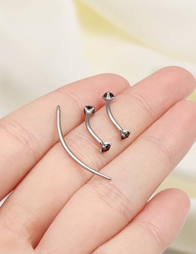 Eyebrow Piercing Jewelry F136 Titanium Internally & externally Threaded Curved Barbell Vertical Labret Lip Jewelry Ear Rook Navel Belly Button Ring Women Men 20g 18g 16g 6mm/8mm/10mm/12mm - color: 10mm F136 titanium Eyebrow Rings 16G Black