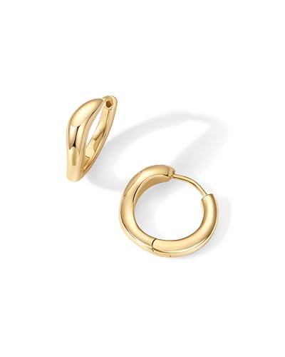 PAVOI 14K Gold Plated 925 Sterling Silver Posts Wavy Huggie Hoops | Twisted Wave Hoop Earrings for Women - color: Yellow Gold