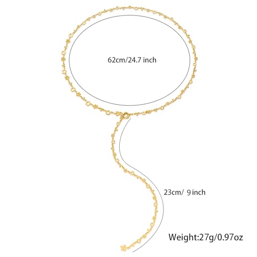 Gold Plated Long Y Necklace for Women,Adjustable Lariat Chain Statement Jewelry, Trendy Accessory for Party Date Night Daily Streetwear - color: C