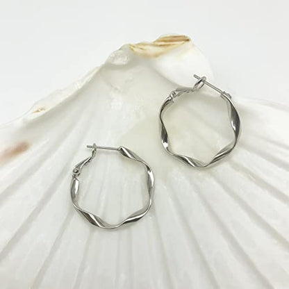 Rose/White/18k Gold Plated Hoop Earrings Lightweight Hoop Earrings For Women Loop Earrings 1in 2in - color: White Gold, size: 30mm