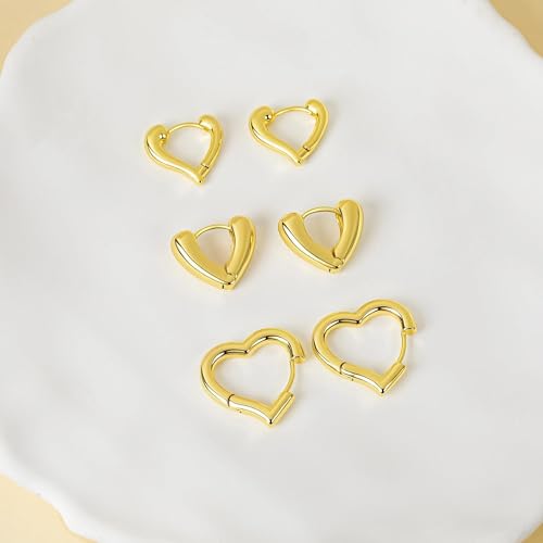 Heart Shaped Hoop Earrings for Women | 14k Gold Silver Plated, Small Heart Earring, Huggie Hoops, Lightweight, Jewelry Gifts - color: 01Heart-Gold