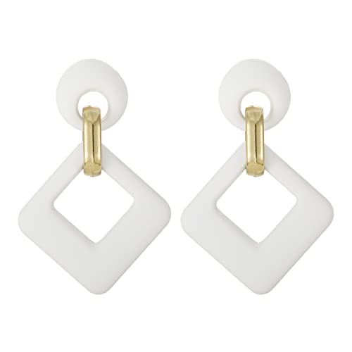 RUOFFETA Acrylic Rectangle Earrings, Fashion Acrylic Square/Oval/Hoop Statement Drop Earrings for Women - color: White