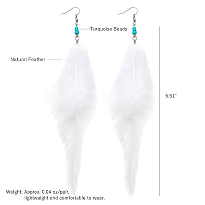 RUOFFETA Long Feather Earrings for Women, Boho Bohemian Earrings Multicolor Tassel Handmade Feather Earrings for Women Dangling - style: Style N