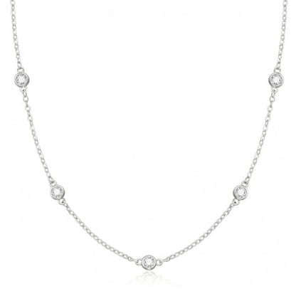 Dainty Silver Gold Necklaces for Women Cute Station Choker Simulated Diamond Necklace Simple Layering CZ Necklace Trendy Jewelry Gifts - color: Silver, style: 5pcs Round CZ-Cable Chain