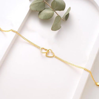 SLOONG 14K Gold Plated Pearl Bracelets for Women Trendy | Dainty Stackable Layered Chain Bridesmaid Bracelets, Waterproof Wedding Jewelry for Women Adjustable 6"+2" - color: Style9(Heart)