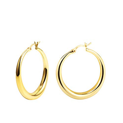 Silver Oval Hoop Earrings for Women 14K Gold Plated Hoop Earrings | Hypoallergenic Lightweight - color: B-14K Gold
