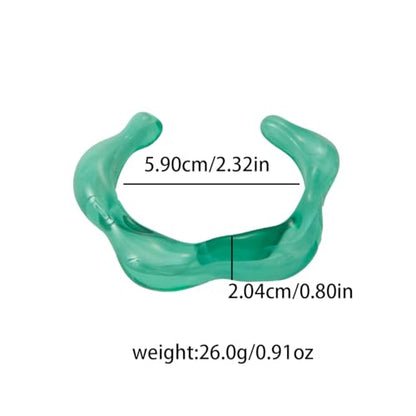 Dopamine Open Cuff Bangle Bracelet Macaron Dyed Acrylic Chunky Bracelet Resin Geometric Wide Wristband Fashions Thick Acetate Statement Jewelry - color: green