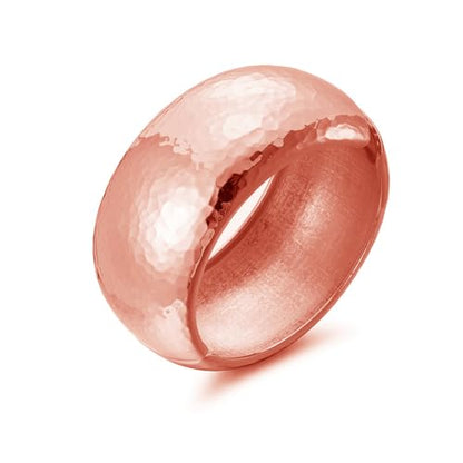Hammered Wide Chunky Bangle Bracelets for Women Dainty Minimalist Cuff Wrist Open Bangles Statement Unique Exaggerate Trendy Jewelry Gift - color: Rose Gold-tone