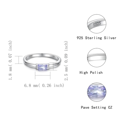 Sariel Birthstone Rings Jewelry 925 Sterling Silver Colorful Stackable Promise Ring for Women Wife Girlfriend Mom - color: June