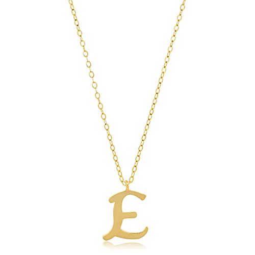 MAX + STONE 10k Solid White or Yellow Gold Dainty Script Initial Extendable Necklace, 16+2 inches - style: 10k Yellow Gold / Letter E