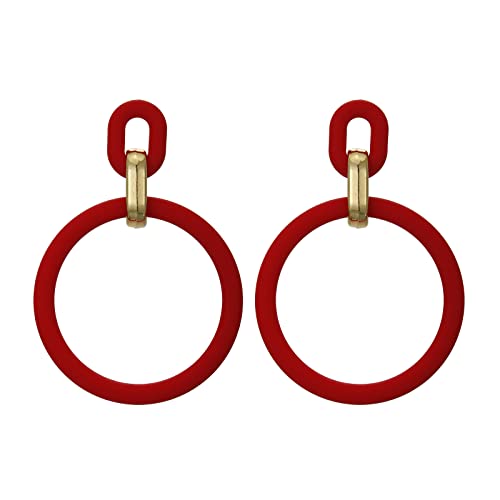 RUOFFETA Acrylic Rectangle Earrings, Fashion Acrylic Square/Oval/Hoop Statement Drop Earrings for Women - color: Red Hoop