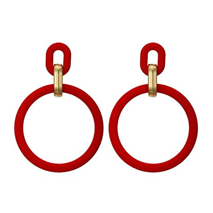 RUOFFETA Acrylic Rectangle Earrings, Fashion Acrylic Square/Oval/Hoop Statement Drop Earrings for Women - color: Red Hoop