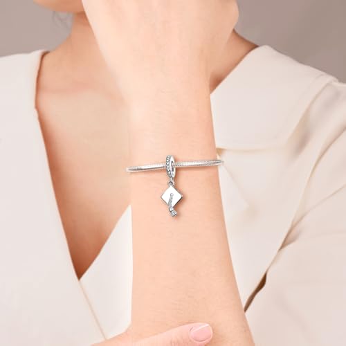 925 Sterling Silver Charms Pendants Mom Heart Dog koi fish Sea Turtle Football Charms for bracelet Pendants Beads Mom Sister Wife Family, Friends, Birthday gifts - style: Doctor's Hat Pendant