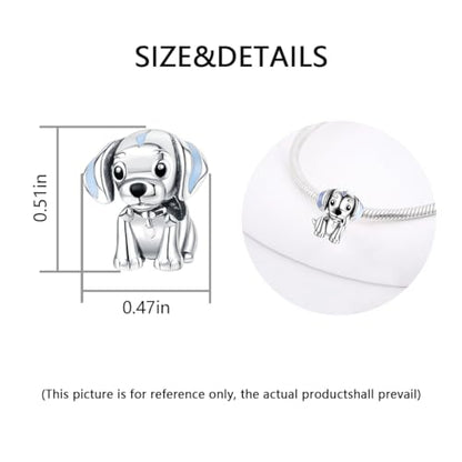 Charm for Bracelets and Necklaces Heart Cat Flower Boy 925 Sterling Silver Bead Birthday Jewelry Gift for Women - color: Dog Charm