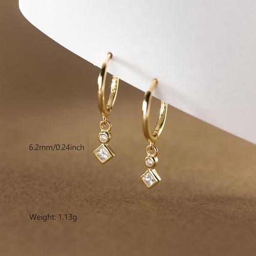 LOVECOM 925 Sterling Silver Heart Dangle Earrings for Women 14K Gold Plated Dainty CZ Love Hearts Charm Huggie Hoop Earrings to Daughter Birthday Wedding Graduation Gifts Jewelry Gifts - color: Style 2-Silver