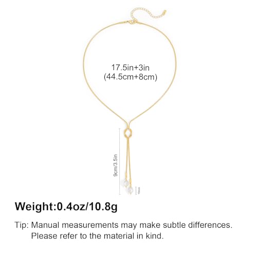 Gold Lariat Necklace for Women Heart Pearl Y - Shaped Long Necklace Simple Chain Trendy Jewelry Gifts - color: Gold-C