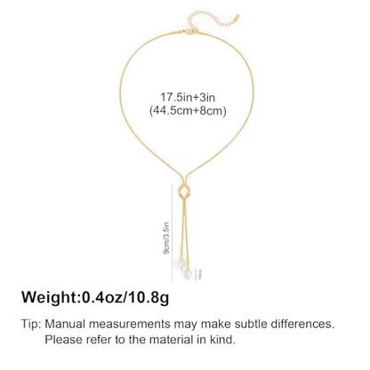 Gold Lariat Necklace for Women Heart Pearl Y - Shaped Long Necklace Simple Chain Trendy Jewelry Gifts - color: Gold-C