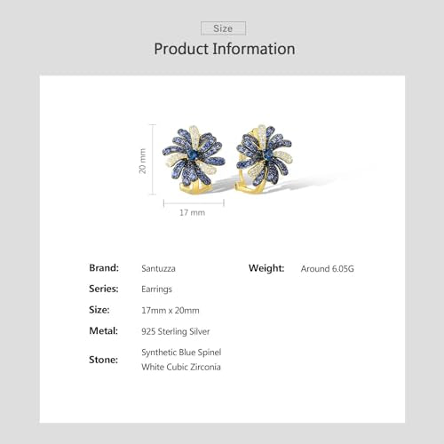 Santuzza Sterling Silver Gemstone Flower Earrings for Women - color: [A] Firework-Blue & White