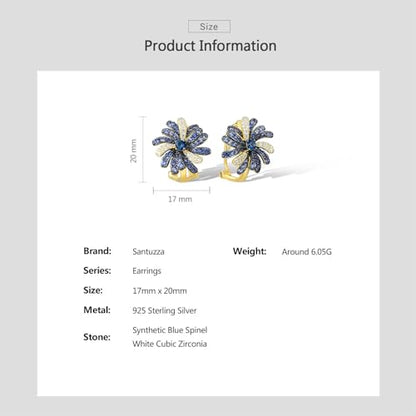 Santuzza Sterling Silver Gemstone Flower Earrings for Women - color: [A] Firework-Blue & White