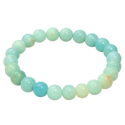 Amazing Gemstone Amazonite Crystal Bracelet for Women Men's Gifts - Protection Healing Crystal Bracelet - 8mm Gemstone Beaded Stretchable Bracelet Pulseras Para Hombres Mujer Stocking Stuffers Mothers Day Gift - color: Amazonite