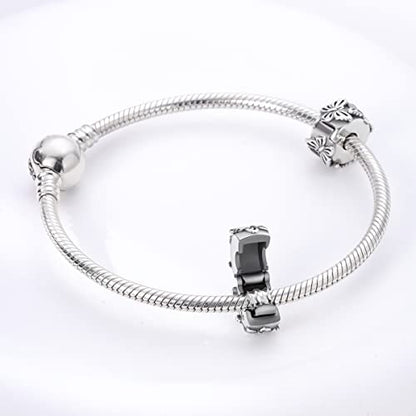 Parmuz Clip Spacer Charm for Bracelet 925 Sterling Silver Stopper Beads | Pave Lock Stopper Charm for Necklace Pink Daisy Butterfly Cubic Zirconia Openable Beads Jewelry Gift for Woman - color: Butterfly clip charm
