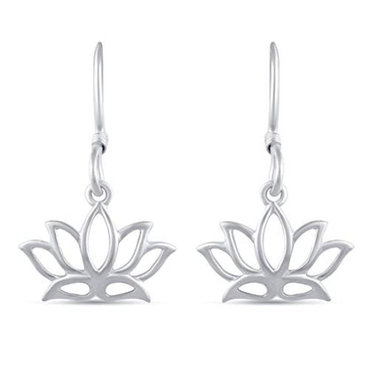 Charm Earrings Hoop set in 925 Sterling Silver for women Open Lotus Flower | Simulated Blue Sapphire | Tiny Lotus | Circle | Climber Crawler - style: Tiny Lotus