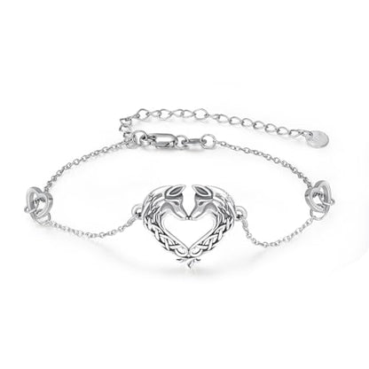 Animal Bracelet for Women 925 Sterling Silver Celtic Dragon/Horse/Wolf Bracelet Adjustable Bracelet Cute Animal Jewelry Gift for Women - style: Wolf Bracelet