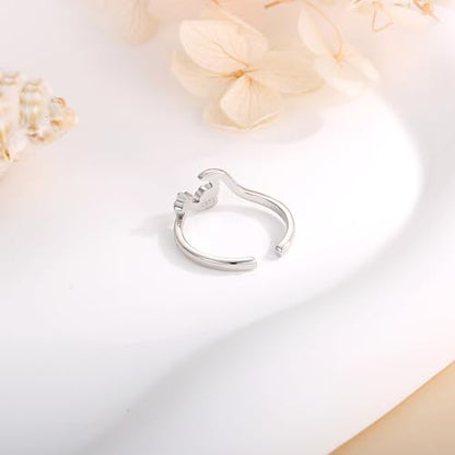 925 Sterling Silver Toe Ring Adjustable Butterfly Filigree Boho Ocean Wave Summer Jewelry for Women - style: Starfish Seashell