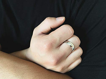 3mm Stainless Steel 316L Classic Plain Wedding Band Ring | High Polished | Personalize Engravings - color: Silver