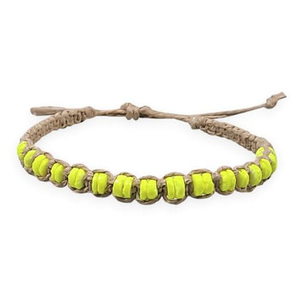 BlueRica Hemp Anklet with Puka Shell Beads - style: Neon Yellow