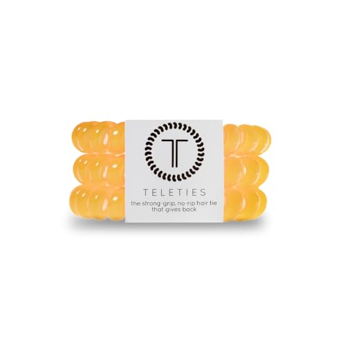 TELETIES - Spiral Hair Coils - Ponytail Holder Hair Ties for Women - Phone Cord Hair Ties - Strong Grip, No Rip, Water Resistant, No Crease Hair Tie Coils - 3 pack (Large, Atomic) - color: Atomic