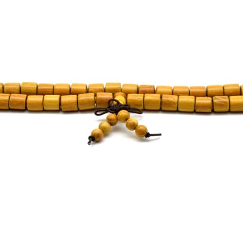 Zen Dear Natural Golden Sandalwood Mexican Bocote Mala Prayer Bead Bracelet Link Wrist Necklace Mala Beads - style: 8mm 108 beads Barrel