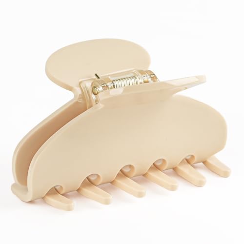 MAORULU Medium Cute Acetate Hair Claw Clips for Women Girls, 3 Inch Cherry Red Claw Clips for Thin & Medium Thick Hair, Durable French Banana Clip with Gift Box (Beige) - color: Beige