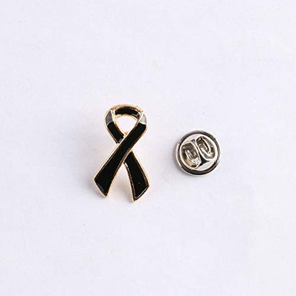 Premium Handmade Enamel Lapel Pin Brooch Badge - color: Black Ribbon Awareness, size: 1 Pin
