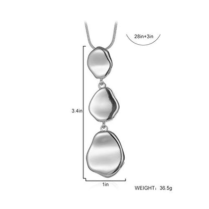 Long Pendant Necklaces For Women Multi-Layer Pendant Y Necklace Set Statement Pendant Chic Jewelry - color: Silver