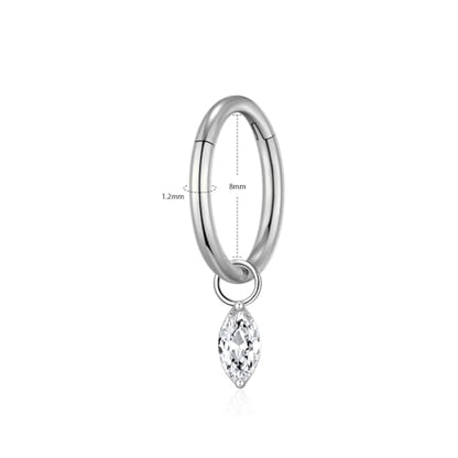 Ourania 16G Gold Stainless Steel Zircon Dangle Huggie Hoop Rook Piercing Helix Hoop Earring Tragus Hoop Cartilage Piercing for Women - color: Eyes Silver 2PCS, size: 1.2*8mm 2pcs