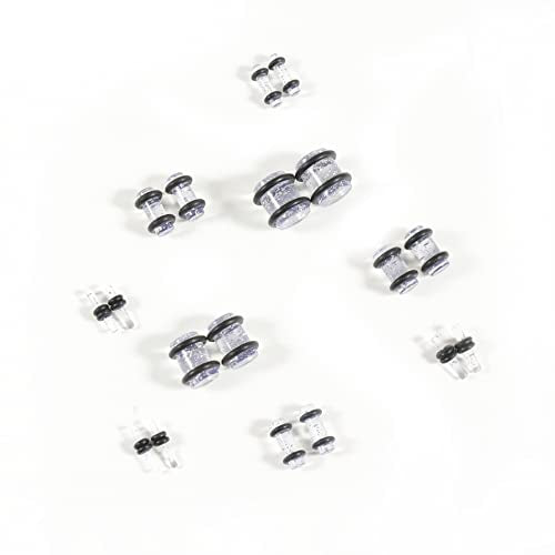 Ear Stretching Kit 54 Pieces 14Gauges-00Gauges Earrings Piercing Kit - color: transparent+glitter