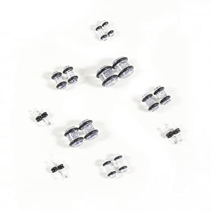 Ear Stretching Kit 54 Pieces 14Gauges-00Gauges Earrings Piercing Kit - color: transparent+glitter