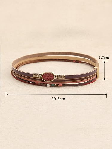 GelConnie Leather Cuff Bracelet Baroque Pearl Wrap Bracelet Gorgeous Gold Tube Bangle Boho Bracelet Bohemian Wristband Jewelry Gift for Women Wife - color: Boho Wristband Bangle
